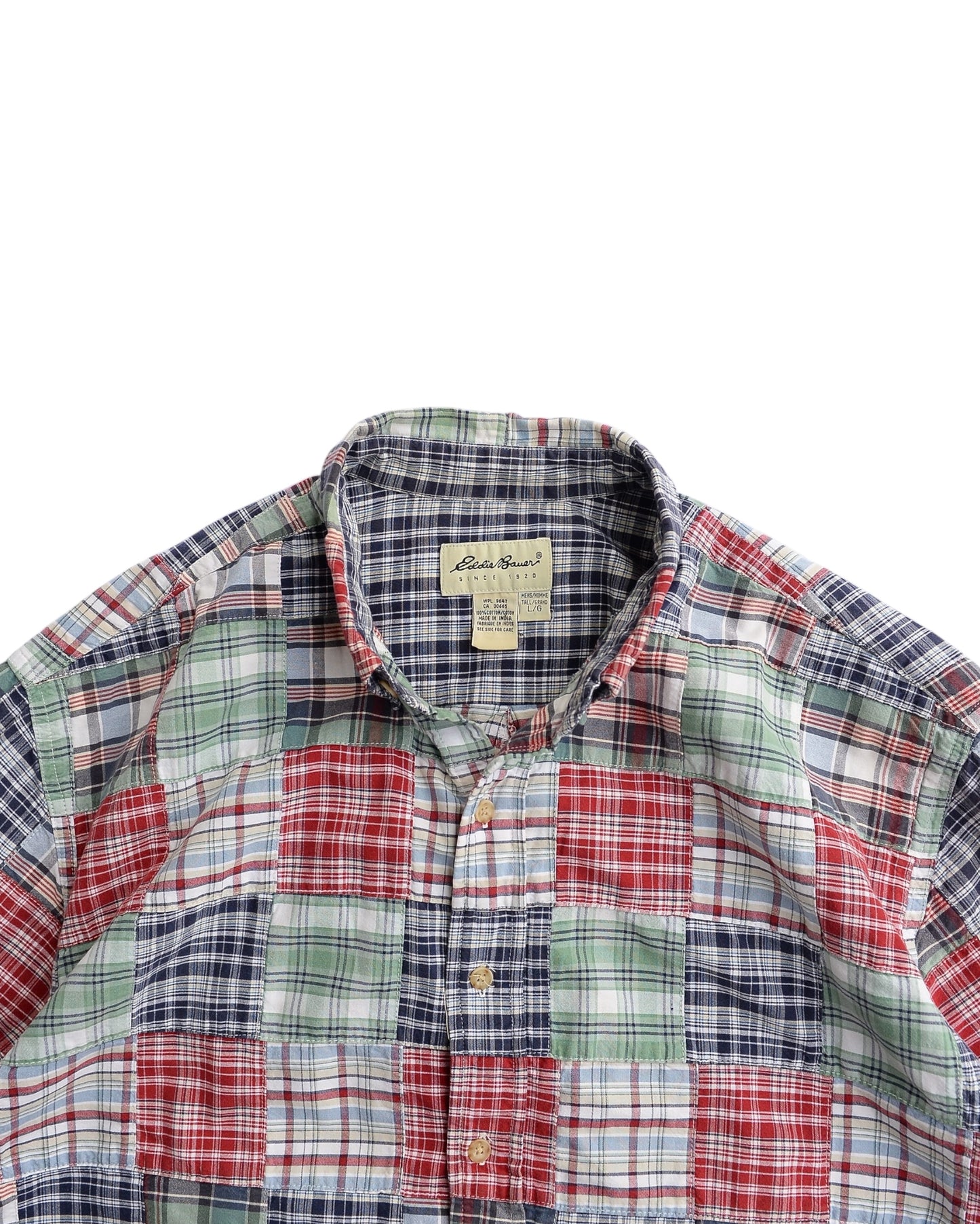Eddie Bauer / 90's Patchwork Check S/S Shirt