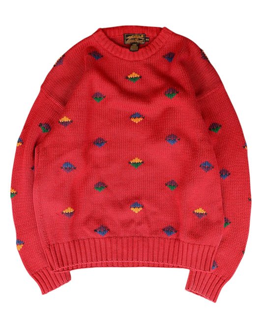 Eddie Bauer / 80's- Patterned Cotton Crewneck Knit