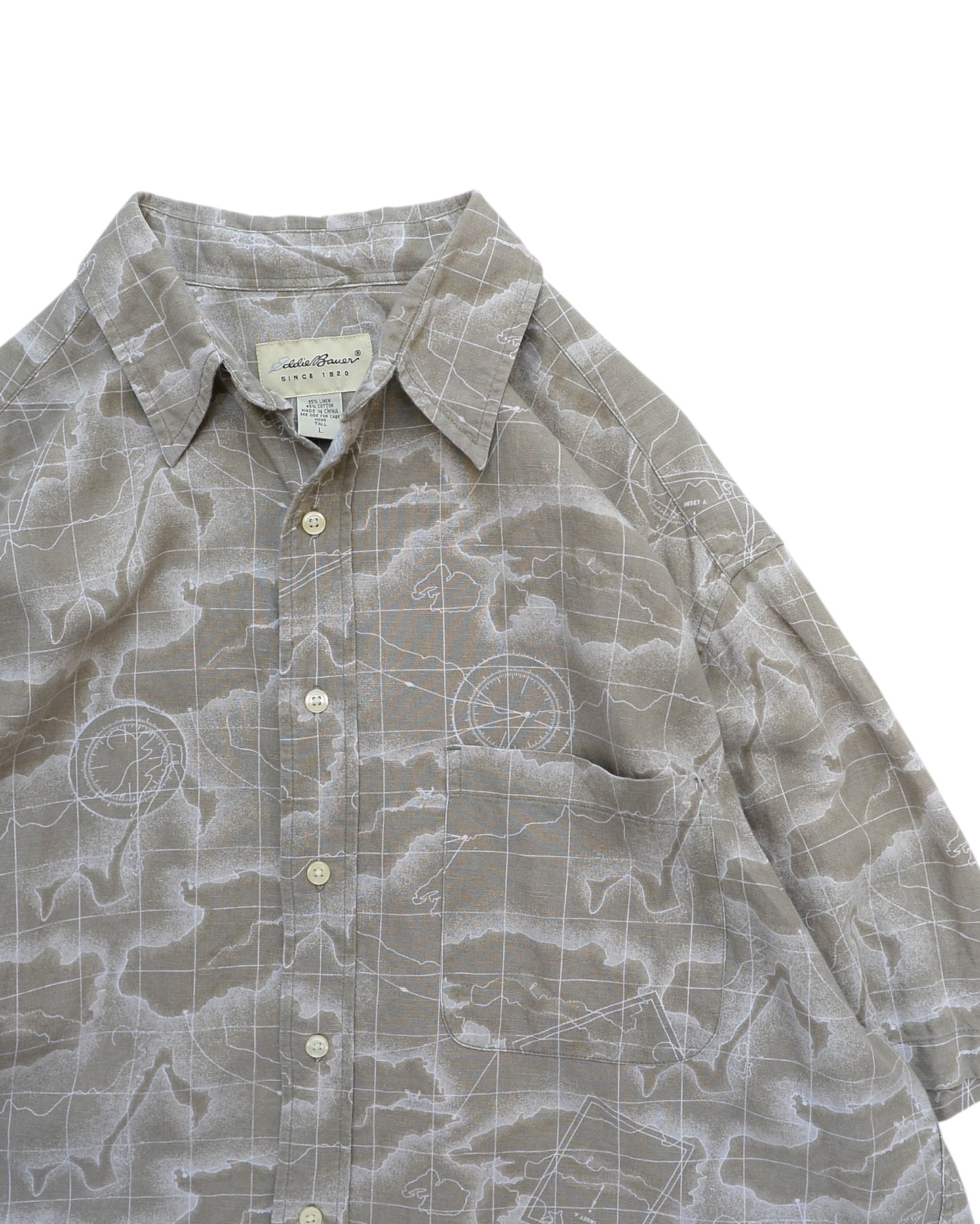 Eddie Bauer / 90's Map Pattern S/S Shirt