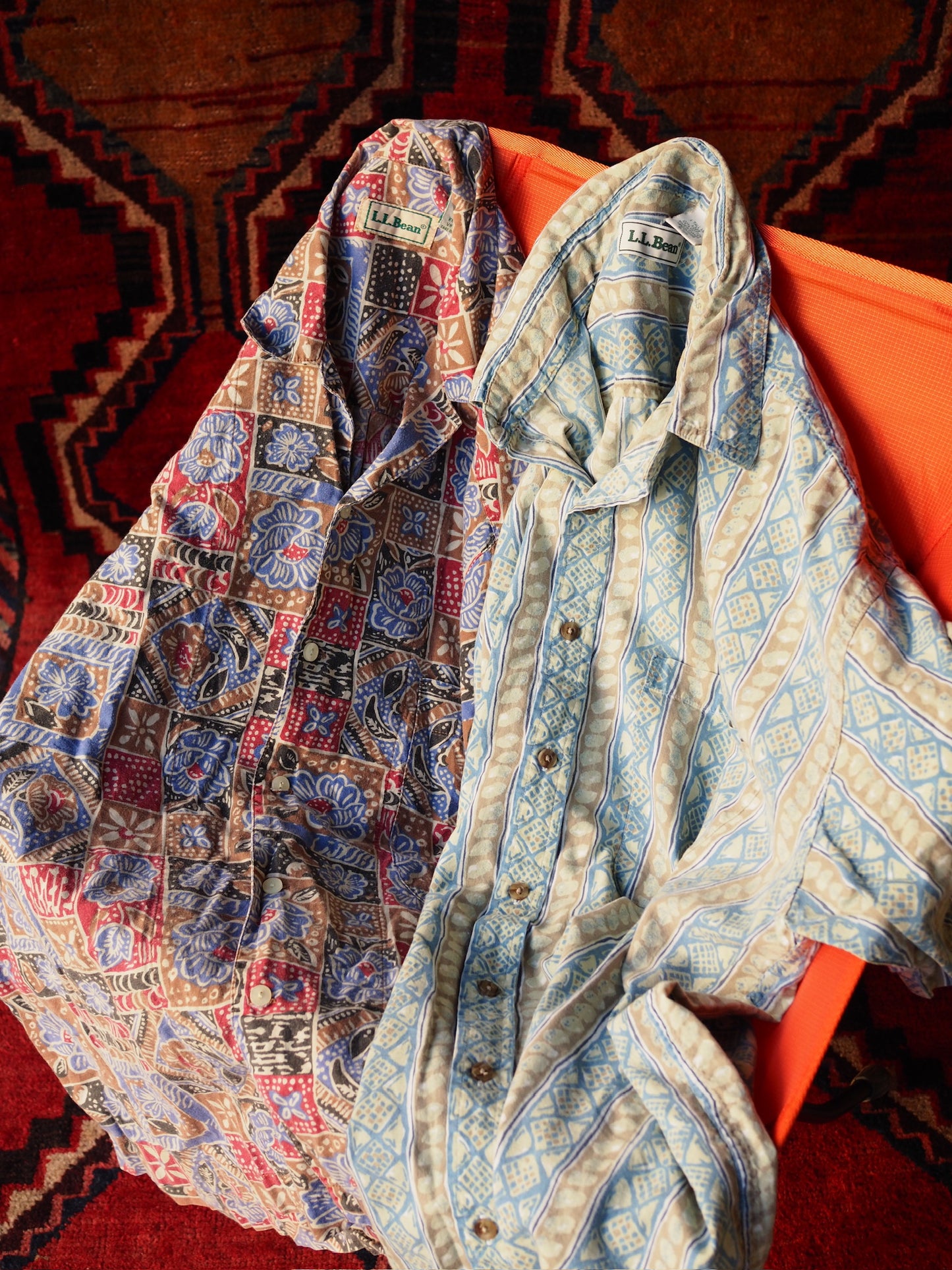 L.L.Bean / Flower Pattern S/S Shirt