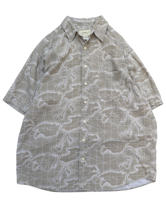 Eddie Bauer / 90's Map Pattern S/S Shirt
