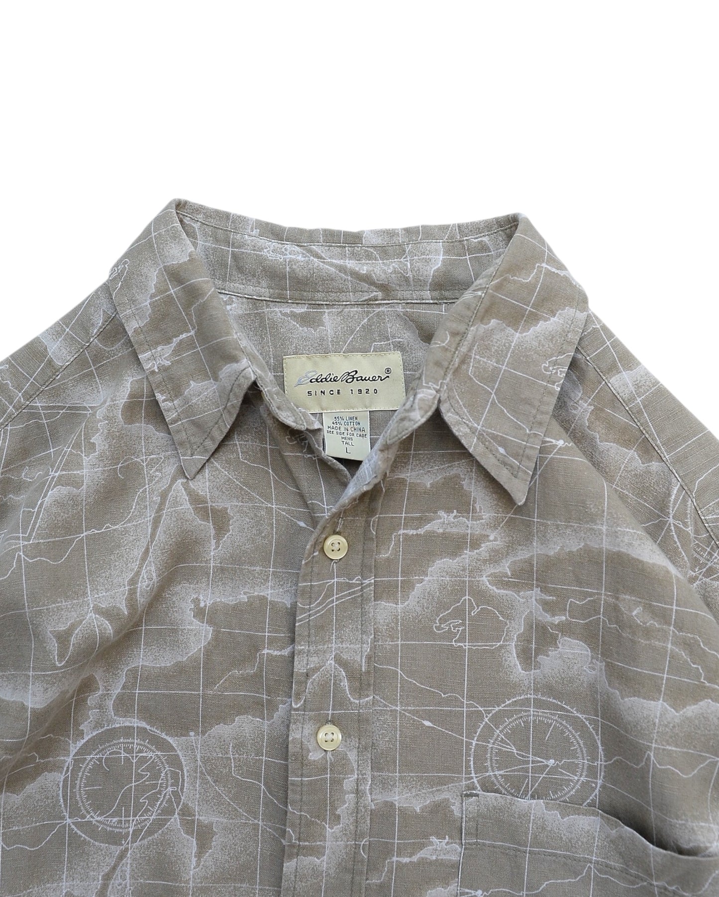 Eddie Bauer / 90's Map Pattern S/S Shirt