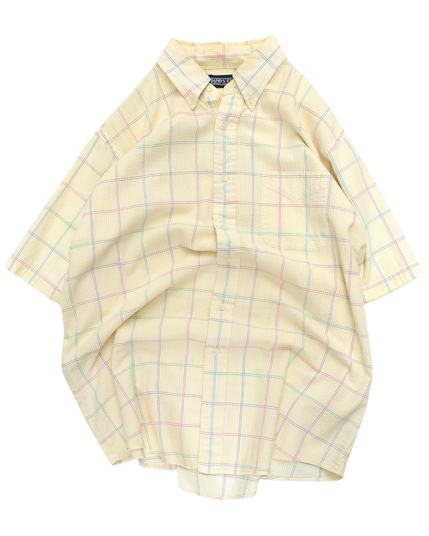 LANDS' END / 90's Seersucker Check S/S Shirt
