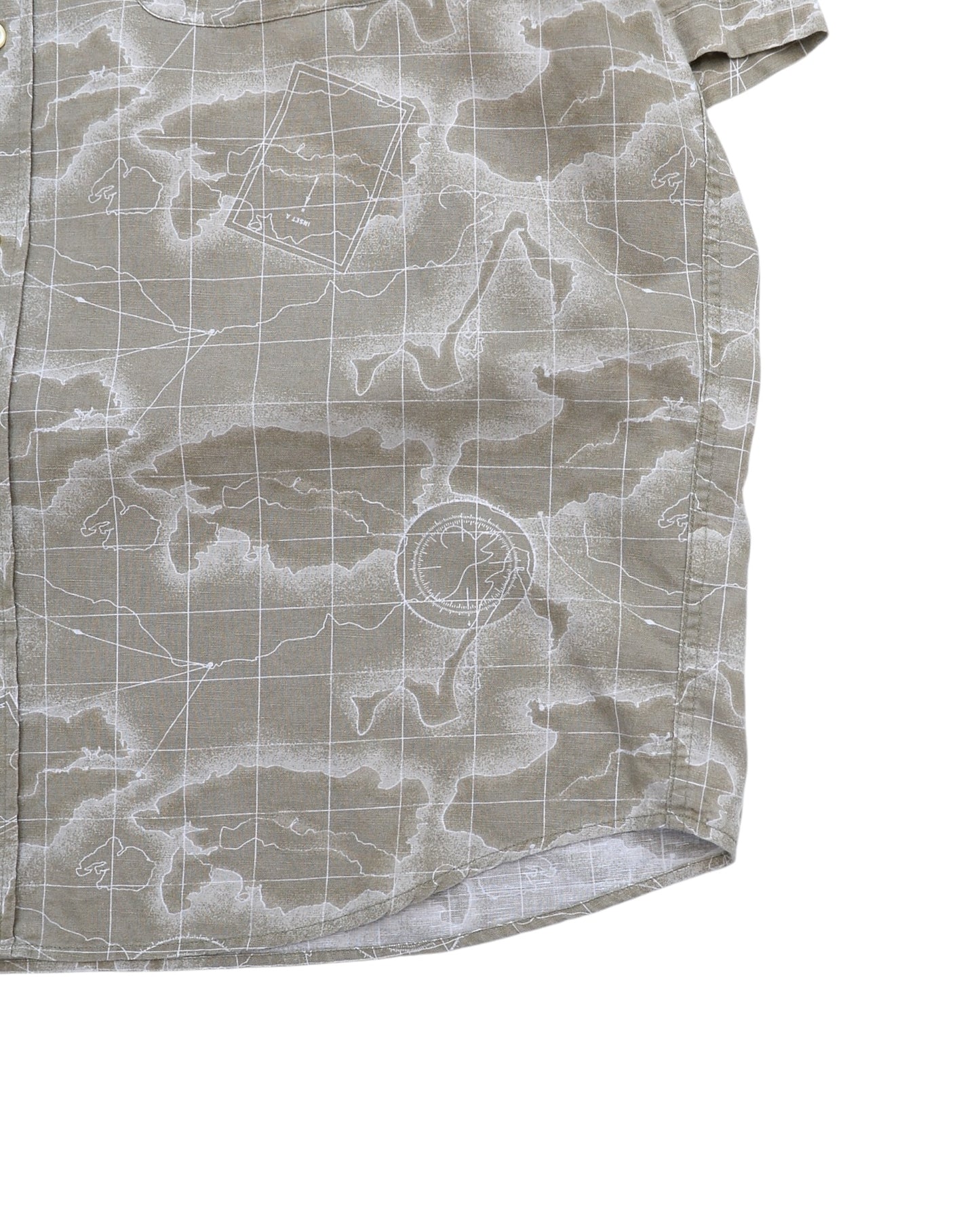 Eddie Bauer / 90's Map Pattern S/S Shirt