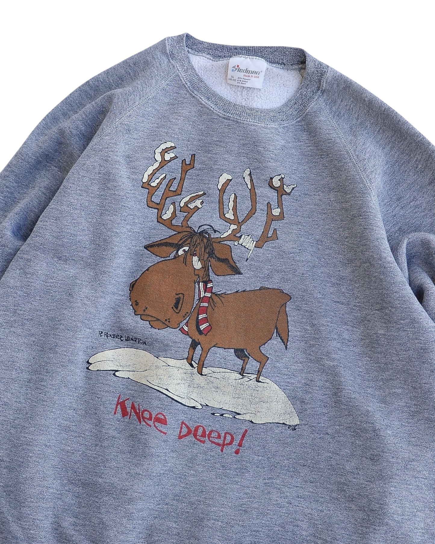 90's Moose Funny Art Print Sweat "Knee Deep!"