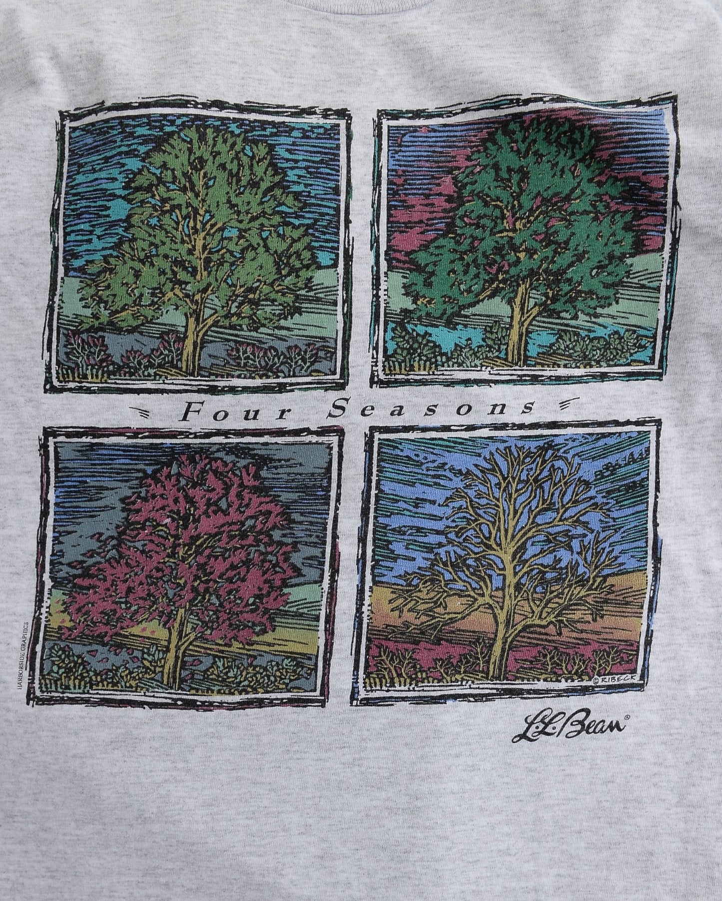 L.L.Bean / 90's Harborside Graphics "Four Seasons" T-Shirt