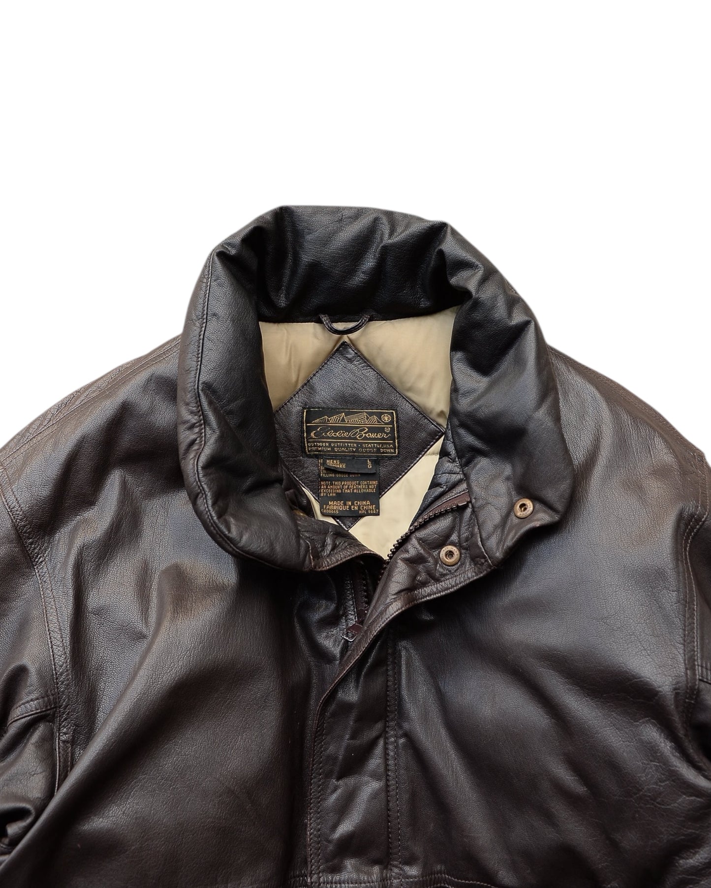 Eddie Bauer / 80's-90's Leather Goose Down Jacket