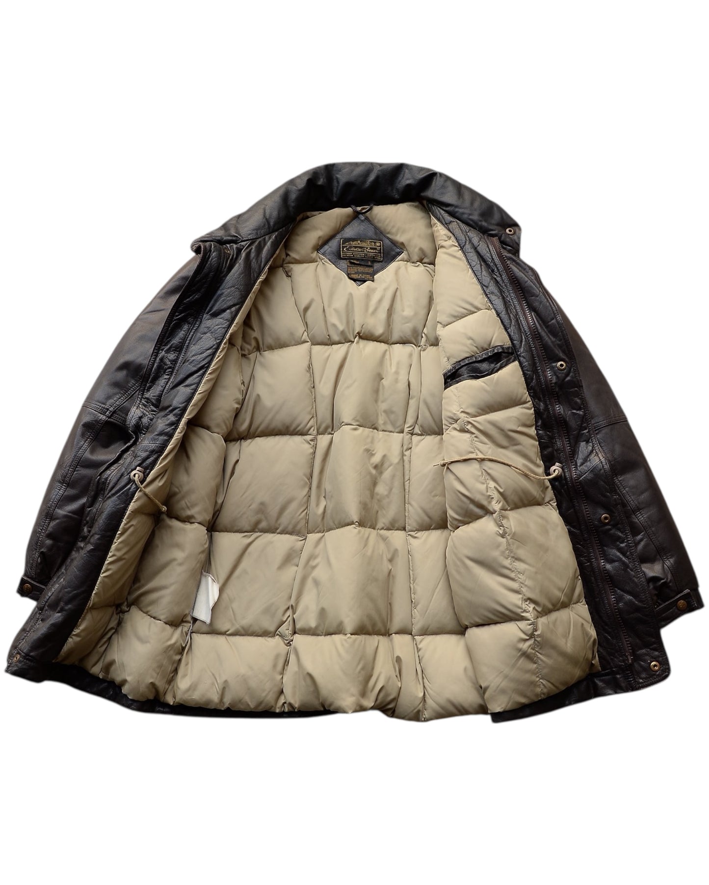Eddie Bauer / 80's-90's Leather Goose Down Jacket